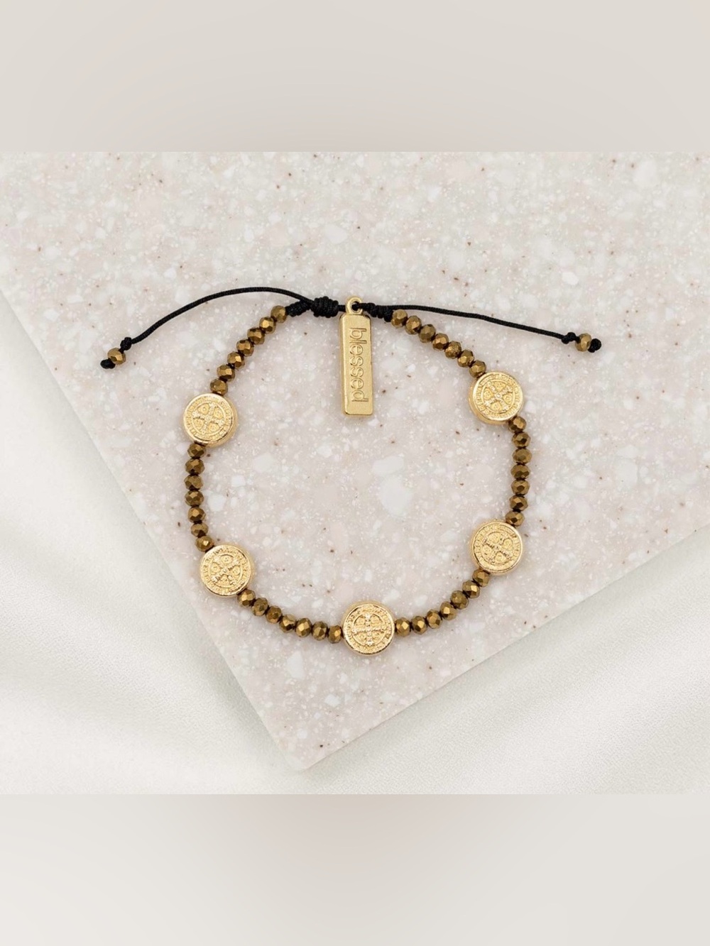 My Saint My Hero Gold Gratitude Bracelet NWT